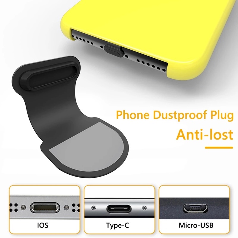 Plug Penutup Port Charging Micro USB / Tipe-C Anti Hilang / Debu Bahan Silikon Untuk iPhone