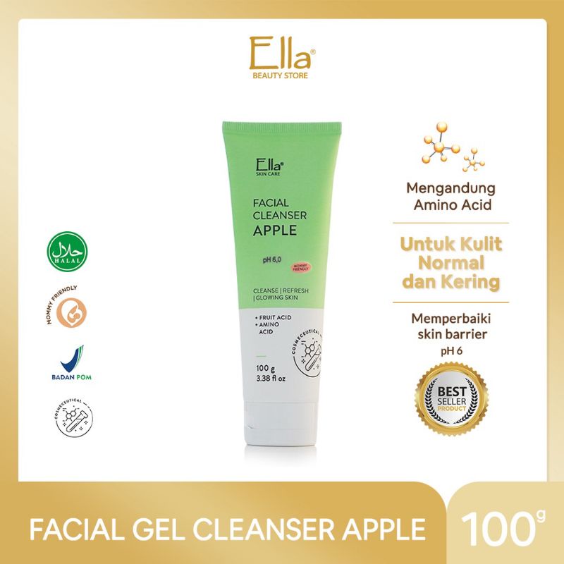 ELLA SKINCARE Facial Wash Apel Whitening AHA/Sabun Muka Pemutih Wajah