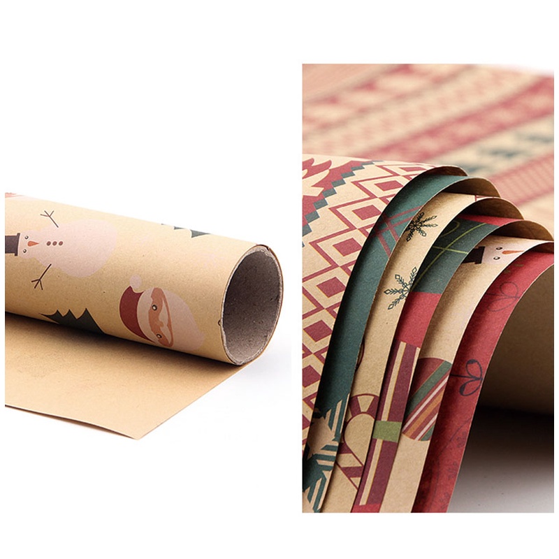 [ 70*50cm Christmas DIY Gift Box Kraft Wrapping Paper Decoration for Home New Year Christmas Festival Party ]