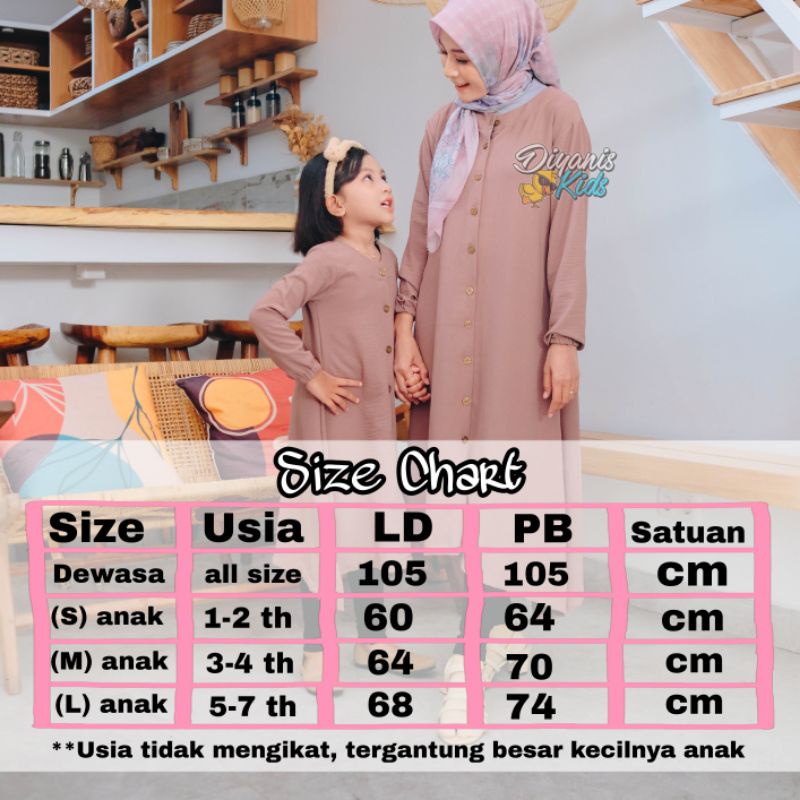 ANDARA TUNIK -Tunik/baju/atasan couple ibu dan anak usia 2-7 tahun bahan airflow