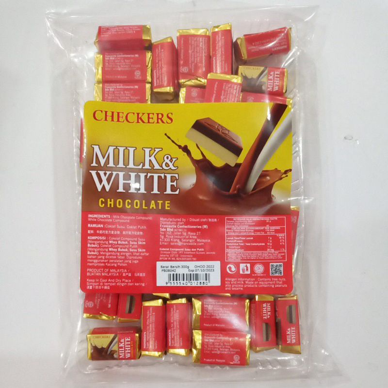 

Coklat Checkers Rasa Durian Strawberry Dark & Milk 300 gr