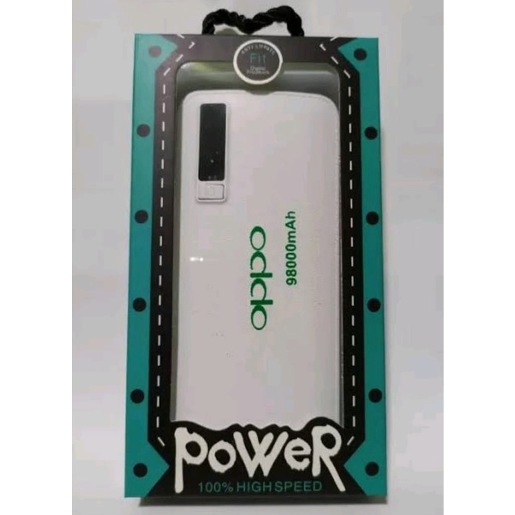 Powerbank Lcd LED Screen Indicator Digital Leather 99000Mah OPPO Port USB Output+Senter High Speed