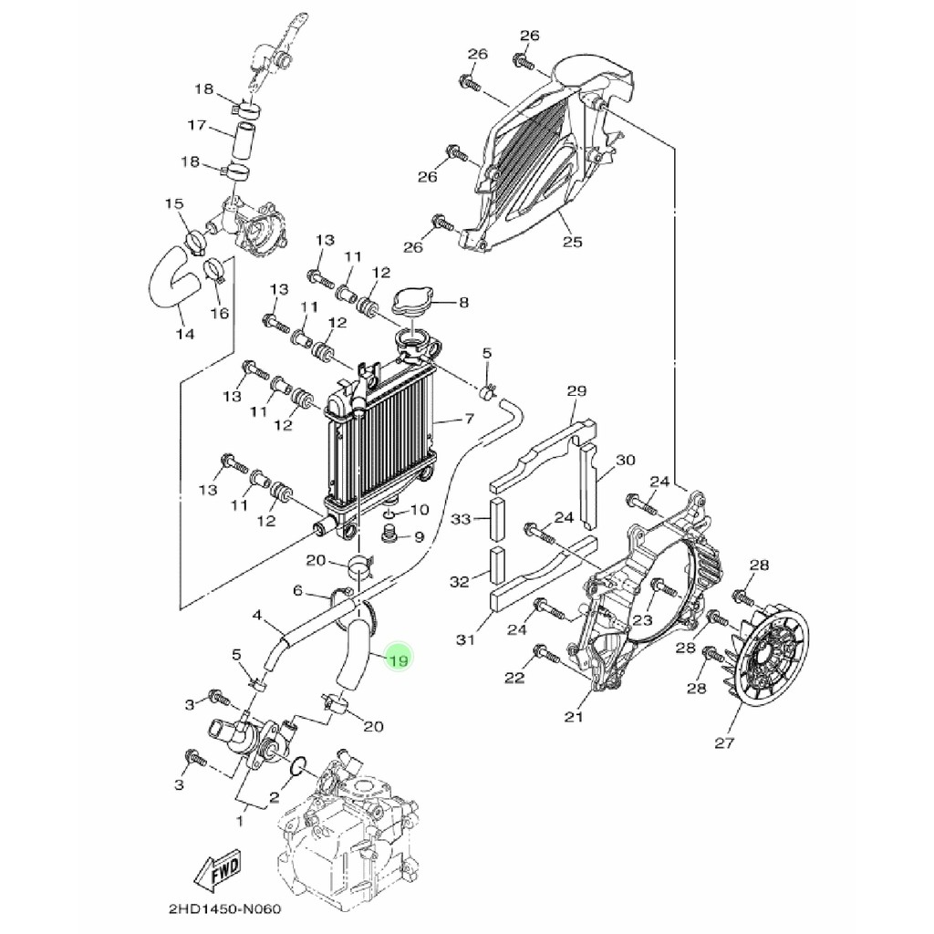 SELANG RADIATOR PENDEK KE THERMOSTAT TERMOSTAT XEON RC GT AEROX 125 ORIGINAL 1LB-E2483-00