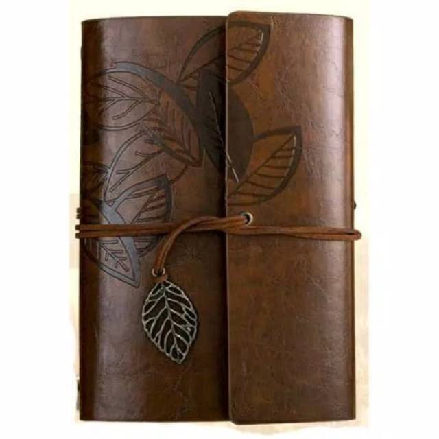 

Buku Catatan Binder Kulit Retro Leaf Kertas A6-Leather Buku Klasik-Coffee