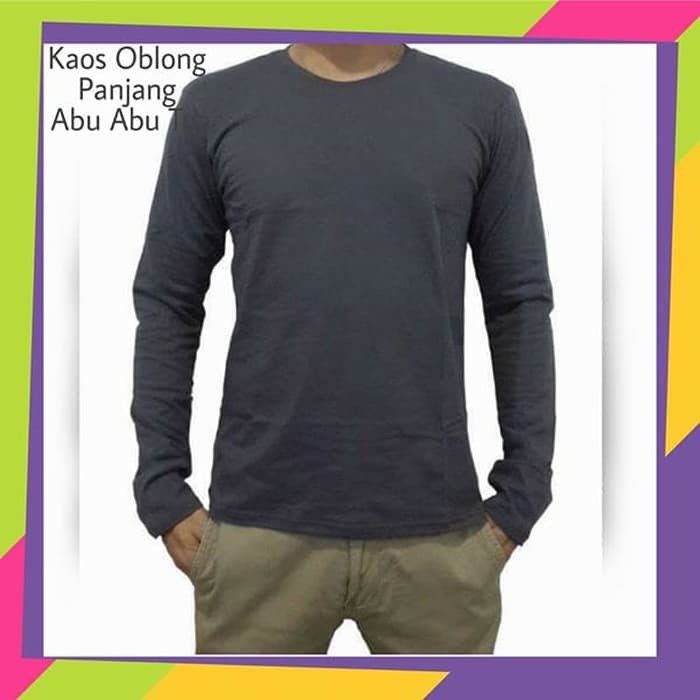 Baju Kaos Polos Lengan Panjang - Abu Grey