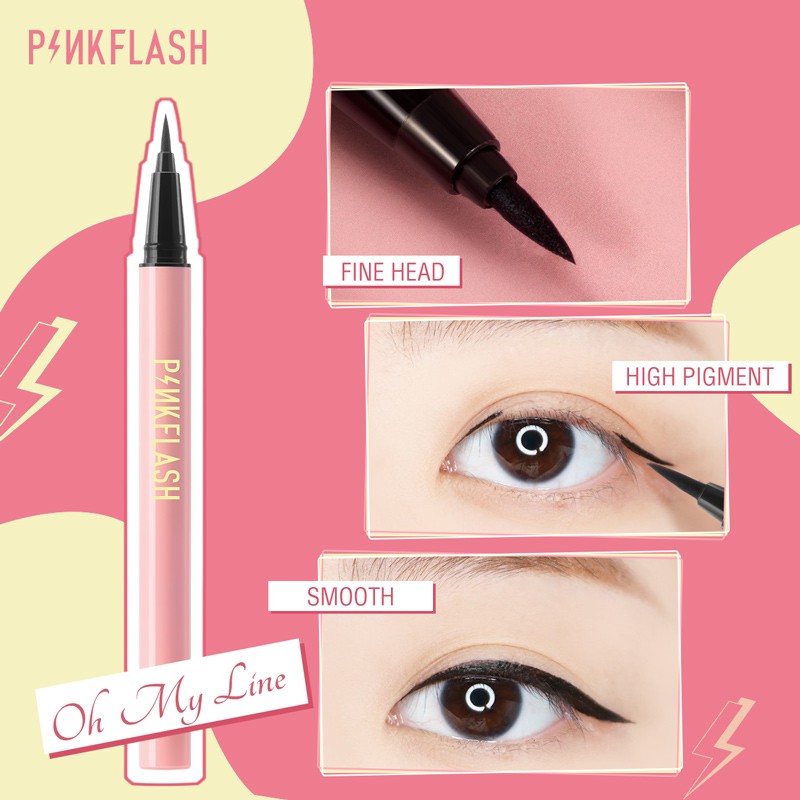 [ORI READY] PINKFLASH OhMyLine Eyeliner Warna Hitam Anti Air WATERPROOF Tahan Lama | PINKFLASH Waterproof Easy Eyeliner | Ohmyemoji Pensil Alis Anti Air #PF-E01