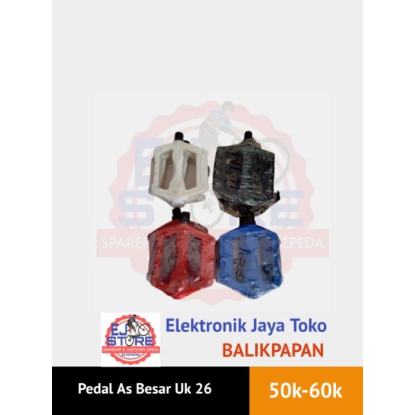 Pedal Sepeda Gunung MTB Warna Putih Hitam Biru Merah As Besar - Injakan Kaki Sepeda MTB - Pedal Sepe