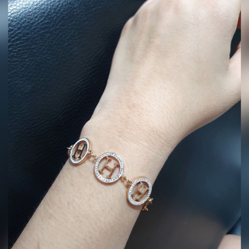 Gelang Titanium Stainless steel asli Rosegold Premium Quality Anti karat anti alergi T-0192