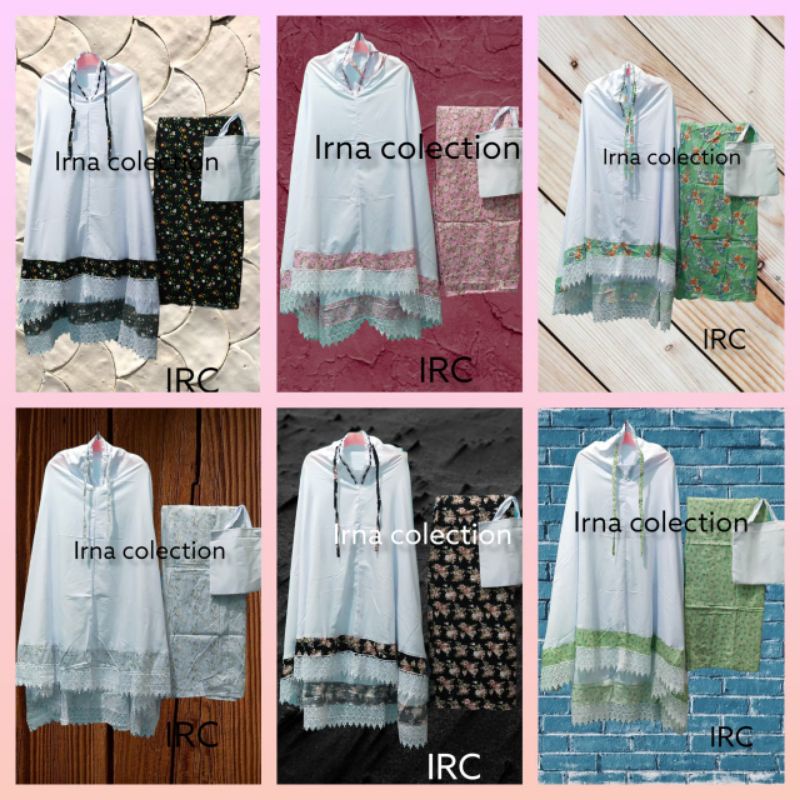 MUKENA DEWASA KATUN JEPANG SANTRI VARIASI PUTIH RENDA RAJUT