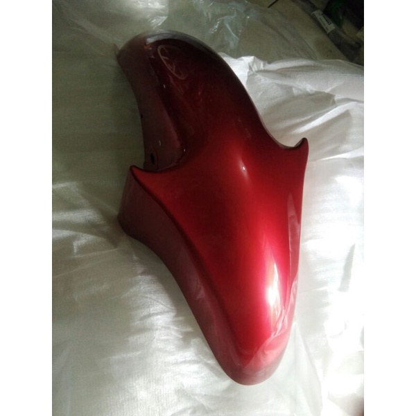 Spakbor depan Ninja R merah maroon