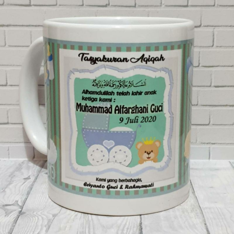 GMM-04 / Souvenir Mug Custom Aqiqah Mug Import Super White Sq One