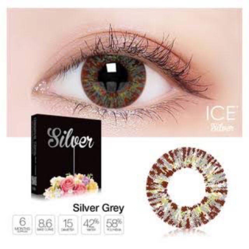 Softlens ICE SILVER - X2 Exoticon | Normal &amp; Minus 0.50 - 2.50 + FREE LENSCASE - KASIMURA