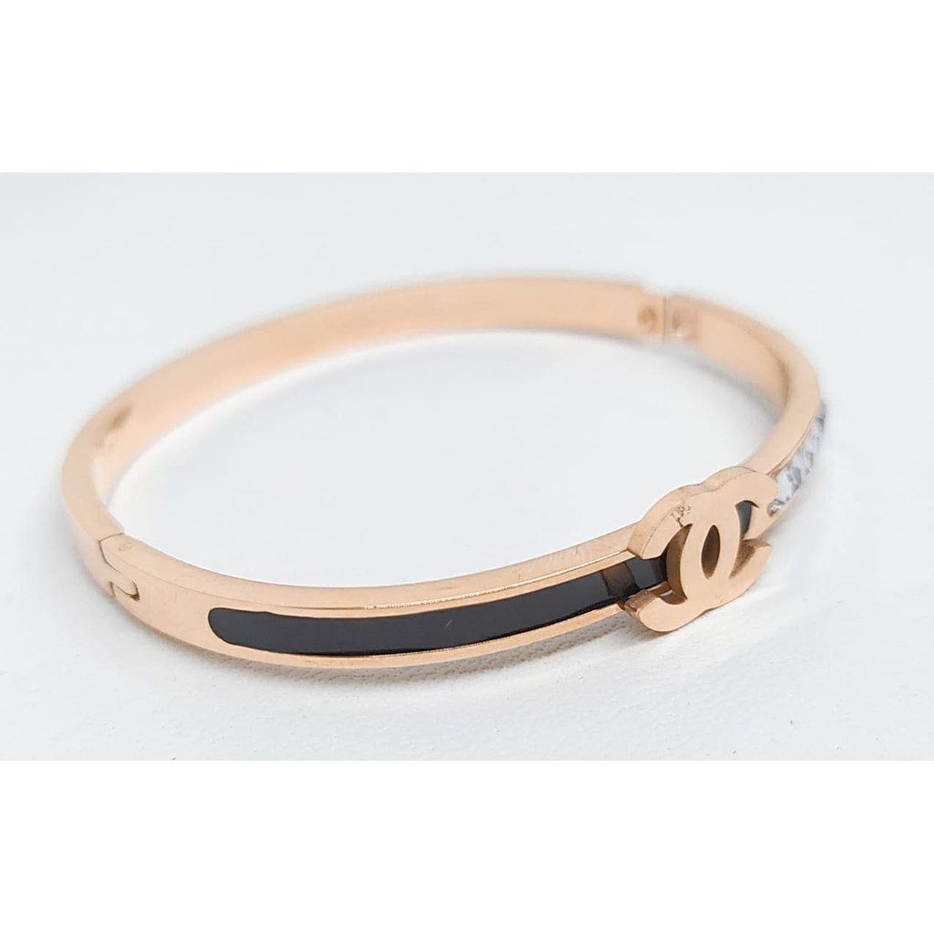 Gelang wanita titanium lapis emas 18k model chanel rose gold - 304#