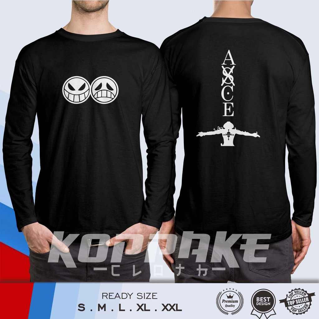 Kaos Portgas D Ace Sabo One Piece Lengan Panjang Baju Anime