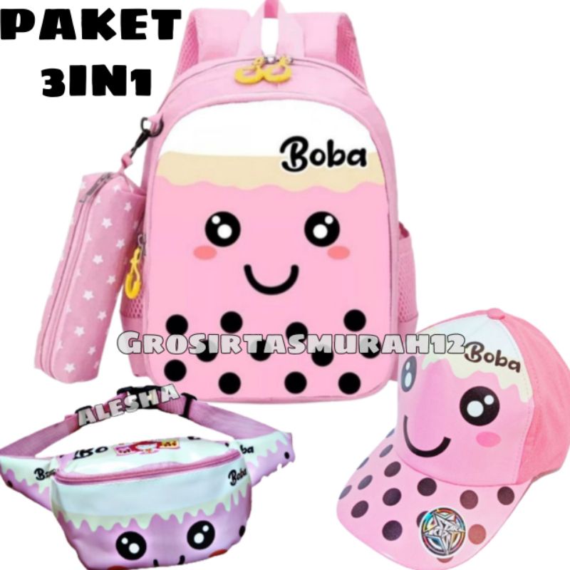 Tas Labubu anak  BOBA Tas Ransel Sekolah Anak Perempuan TK SD PAUD BONUS TEMPAT PENSIL Terbaru Lucu Kekinian