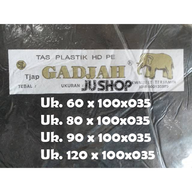 120x100 HD Sampah Gadjah Kantong Sampah Hitam Polos TEBAL 035 pak 50pc