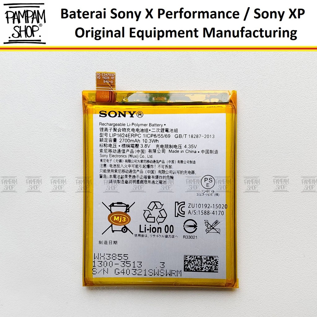 Baterai Sony Xperia X Performance XP LIP1624ERPC F8132 F8131 AU SOV33 SO-04H SO-04H Original OEM Batrai Battery Batre HP Ori Handphone