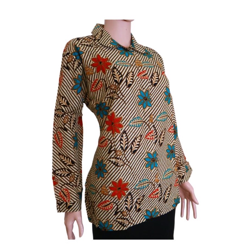 Blouse Ayana Batik Kerja Lengan Panjang Busui Friendly Collar Neck