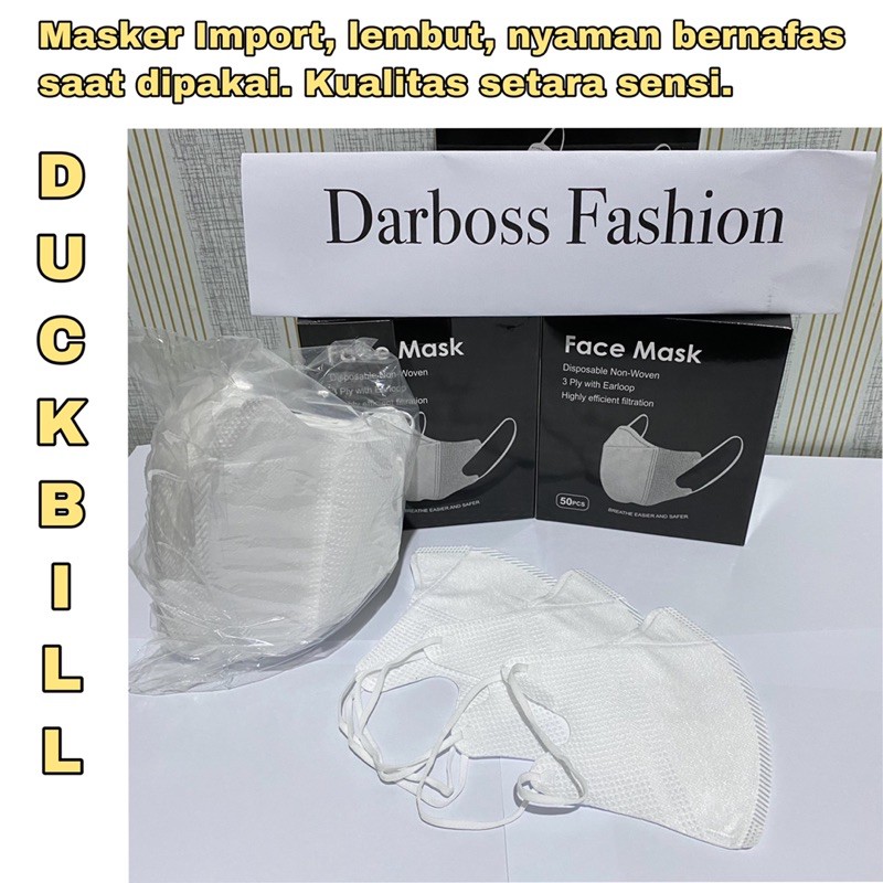 Masker C-Care DUCKBILL garis isi 10 / Masker Gaya Korea Earloop / Disposable Face Mask