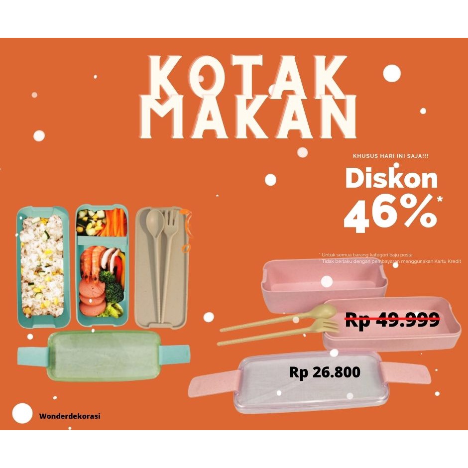 Kotak Makan Lunchbox Gandum Lunchbox Sekat Tempat Bekal Makanan Kotak Bekal Lunch Box Kotak Makan 2 Tingkat Gaya Jepang -Wonderdekorasi