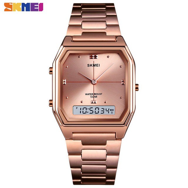 Jam Tangan Pria &amp; Wanita / SKMEI 1612 Men Stainless Steel Digital Dual Time / SKMEI