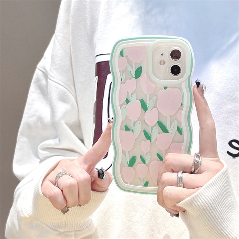 Soft Case Silikon Transparan Motif Bunga Pink Untuk iPhone 13 12 11 Pro Max X Xr Xs Max SE 8 7 6 6s Plus