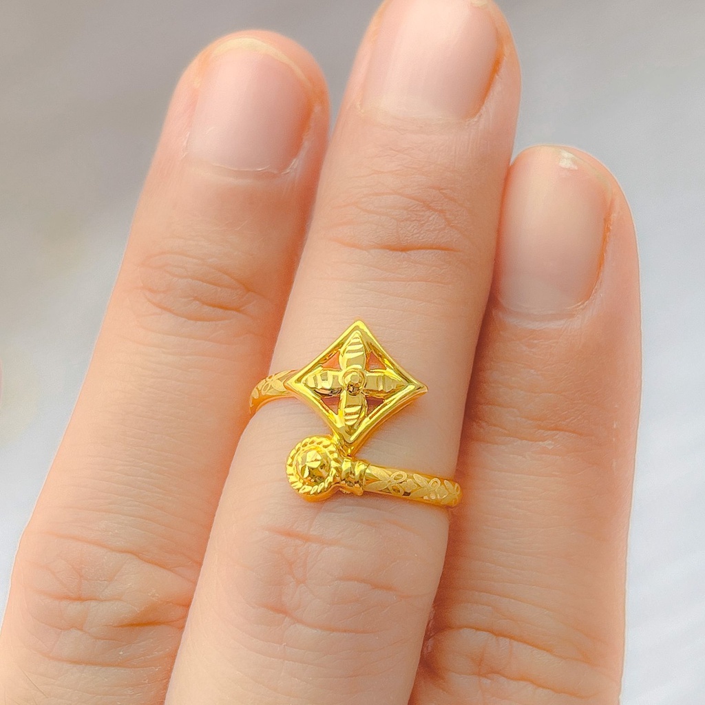 Cincin anak dan dewasa emas asli kadar 700 70% 16k selisih LVV bulat segi setengah gram besar ringan kuning terbaru