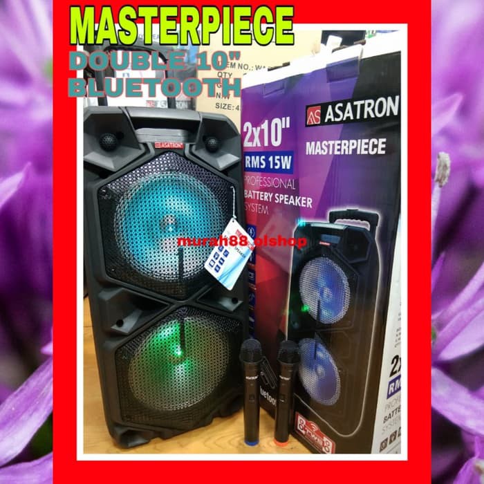 Speaker aktif Bluetooth meeting Asatron Masterpiece 2x10inch karaoke