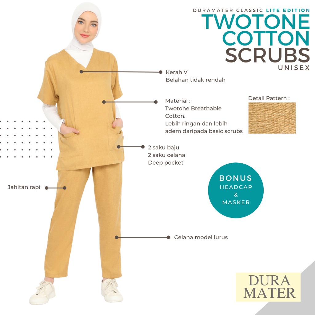 Lite Scrubs Baju Jaga Denim Twotone Duramater XXS hingga XXXXL