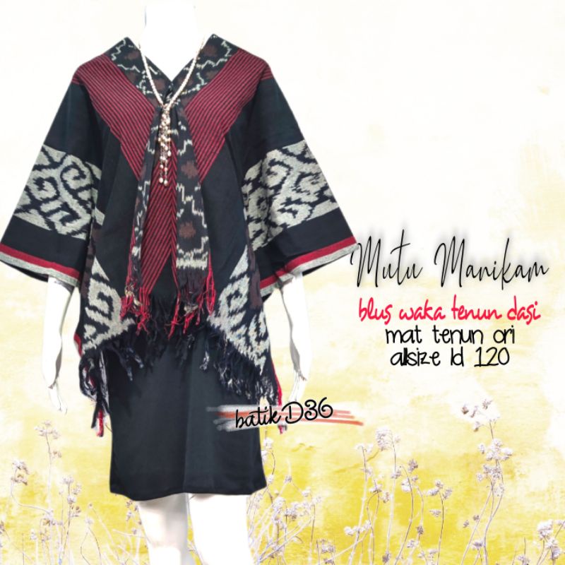 Blus waka tenun ori jumbo blouse crop top dasi baju atasan wanita kerja kasual etnik unik tradisional fashion wanita jepara lombok ikat indonesia bali sumba lurik baron songket nusantara modis besar big size lurik batak modis cewek ibu remaja ethnic-G