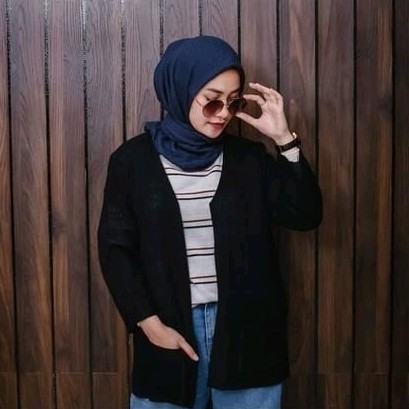Cardigan Wanita Loocy Cardy Rajut | Kardigan Terlaris | Cardigan Rajut-Hitam