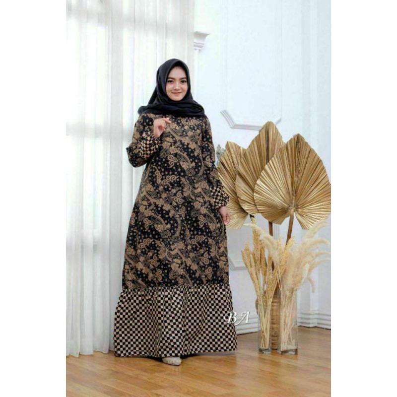 GAMIS BATIK KOMBINASI GAMIS BATIK REMPEL GAMIS BATIK PEKALONGAN