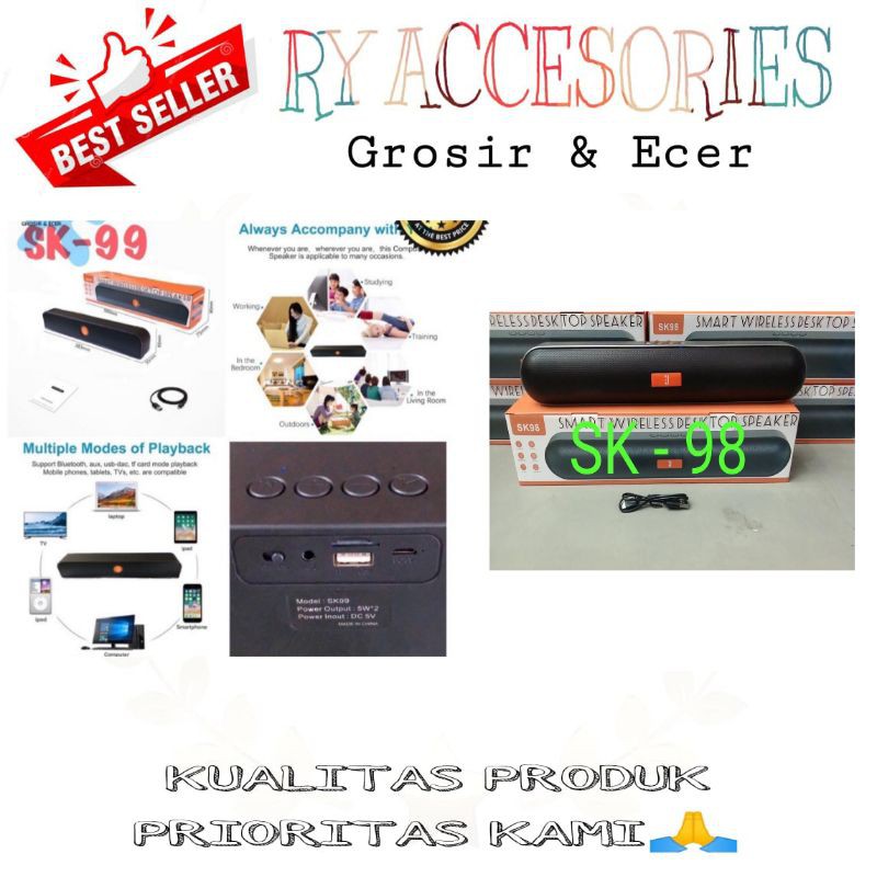 RY -Speaker Bluetooth SK-98 + Double Speaker 2inch Wireless SK-99 Speaker SK-98, SK-99