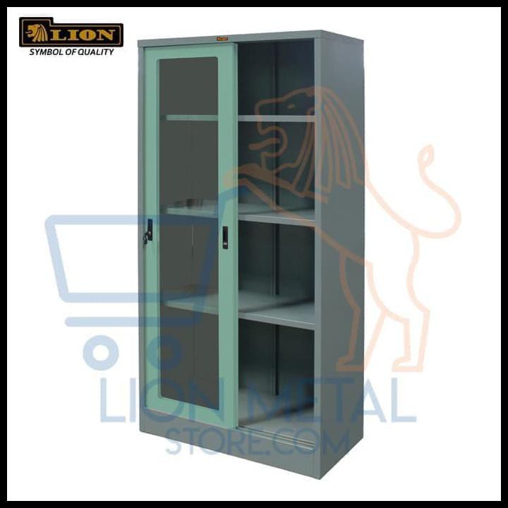 BANTING HARGA lemari arsip merk Lion  pintu geser kaca 