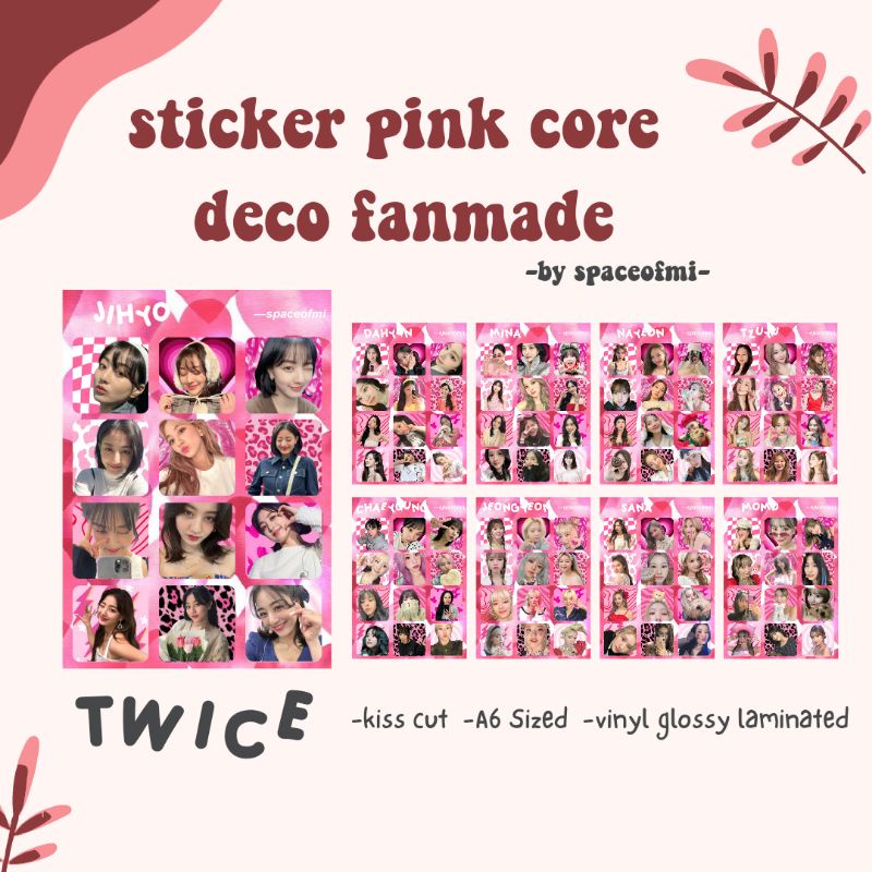 sticker twice photo sticker pink core deco fanmade | sticker lucu twice kpop kiss cut by spaceofmi |