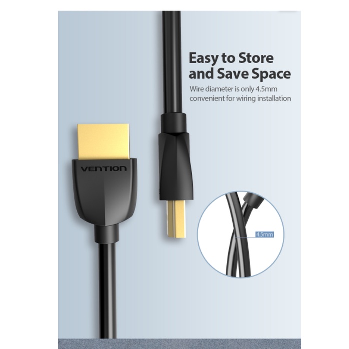 Vention Kabel HDMI Slim Male 4K Lightweight Portable 0.5m 1m 1.5m