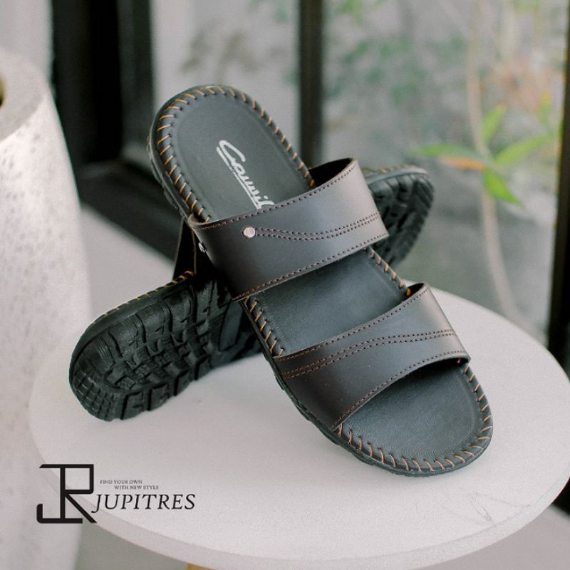 SANDAL PRIA KULIT KEKINIAN TERMURAH|NYAMAN DI KAKI DAN ELEGAN|BISA COD DAN GRATIS ONGKIR|SANDAL SLOP