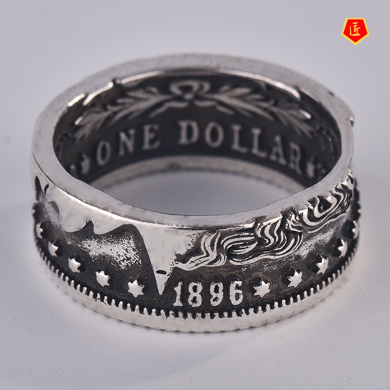[Ready Stock]Retro 925 Silver Morgan Coin Ring