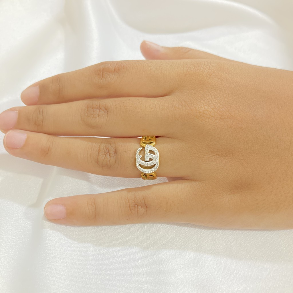 Cincin Titanium Wanita Permata Perhiasan Fashion