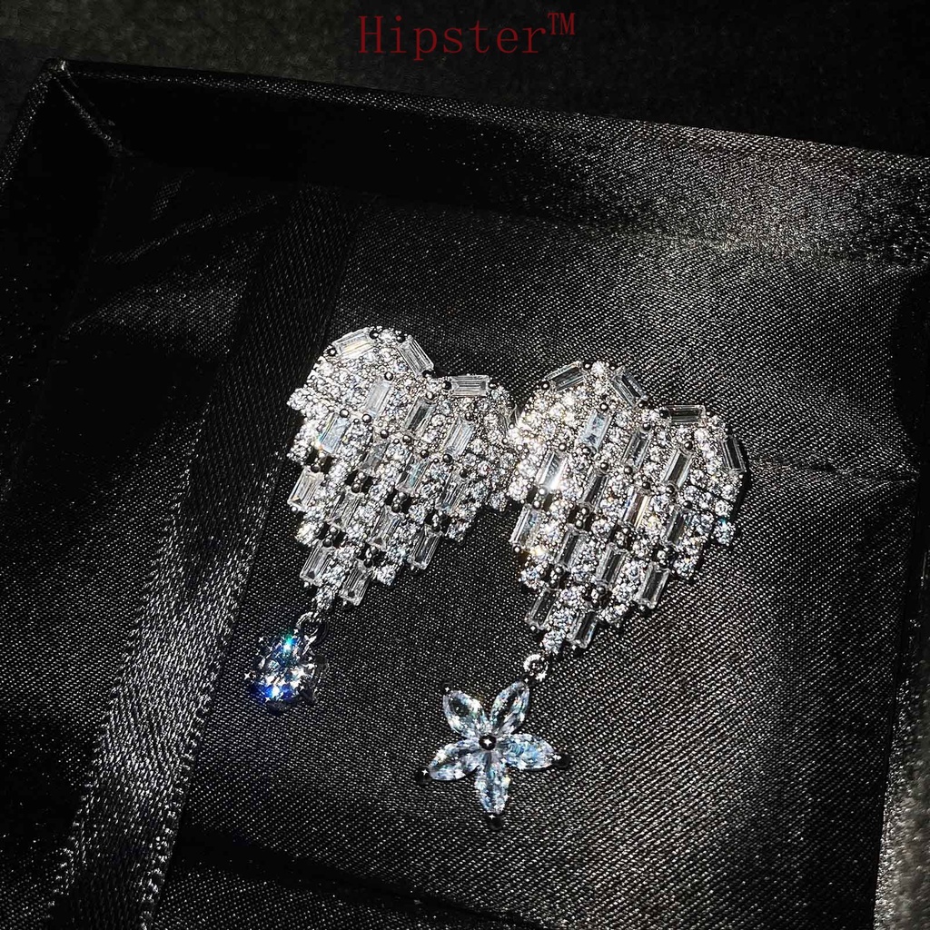 New Fashion Hot Sale Classic Micro-Inlaid Diamond Love Heart-Shaped Asymmetric Earrings