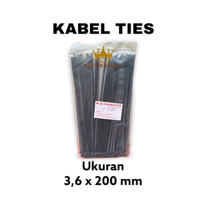 

RATU | Kabel Ties / Tali Ties 20cm , 3.6MM x 200MM Warna Hitam dan Putih