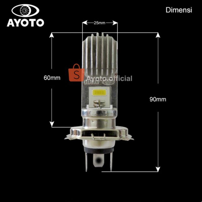 AYOTO LAMPU MOTOR  DEPAN LED HEADLAMP LED H4  AC DC M3A ORIGINAL