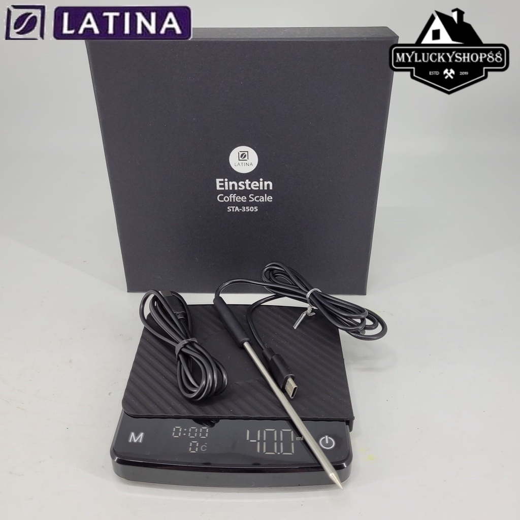 Latina Einstein Espresso Coffee Scale Timbangan Kopi 2kg Thermometer