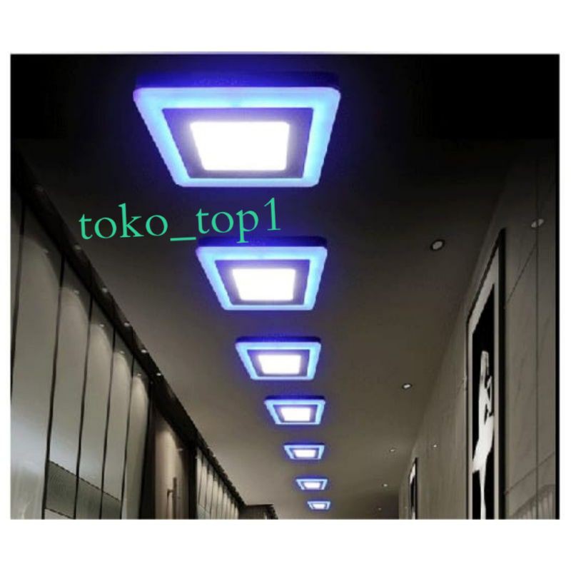 Panel Led 2 Warna Segi 12wt Putih + 4wt Biru Inbouw