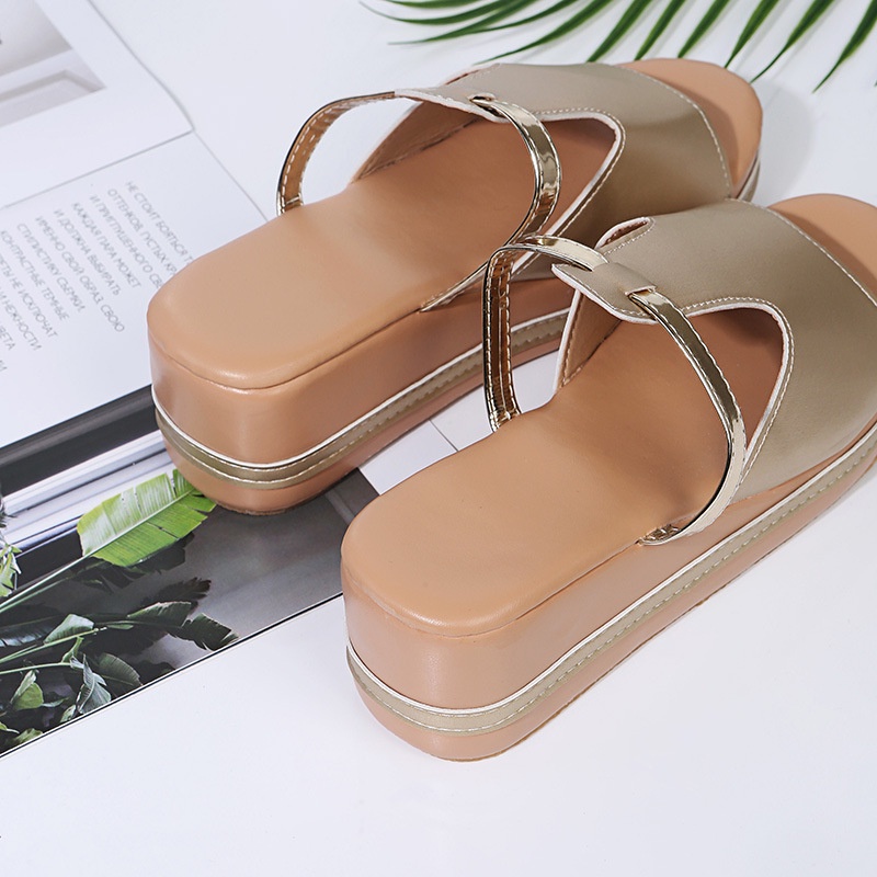 TBIG [COD] Sandal Slip On Wedges Megan Wanita Sepatu Korea Style Sekolah Kuliah