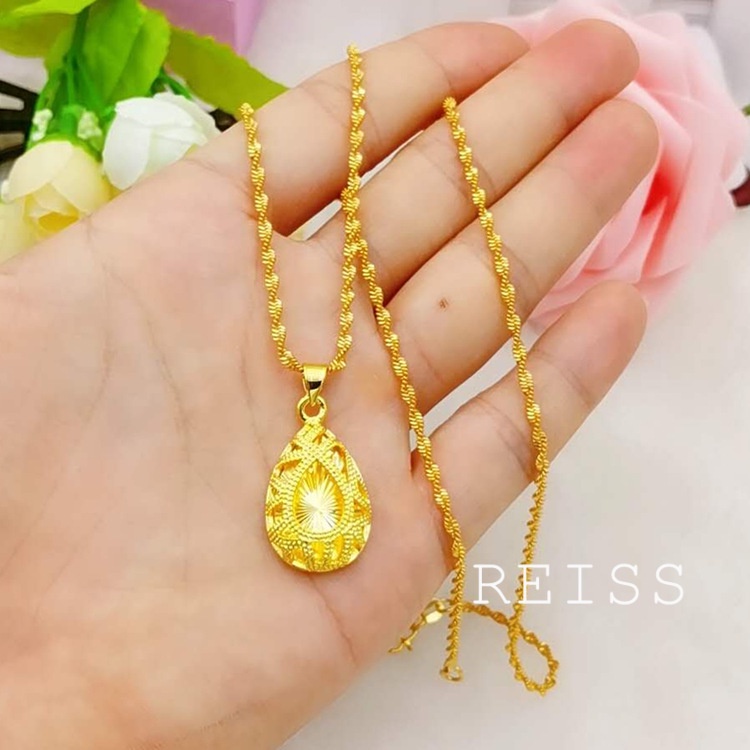 Kalung Rantai Emas 24K 100% Original Bentuk Tetesan Air Untuk Wanita