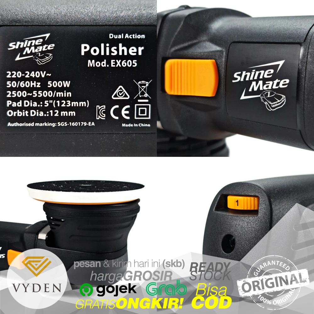 MURAH Mesin Poles Shinemate Dual Action Spot Polisher EX605 5in Orbit 12mm GRATIS 3 PAD