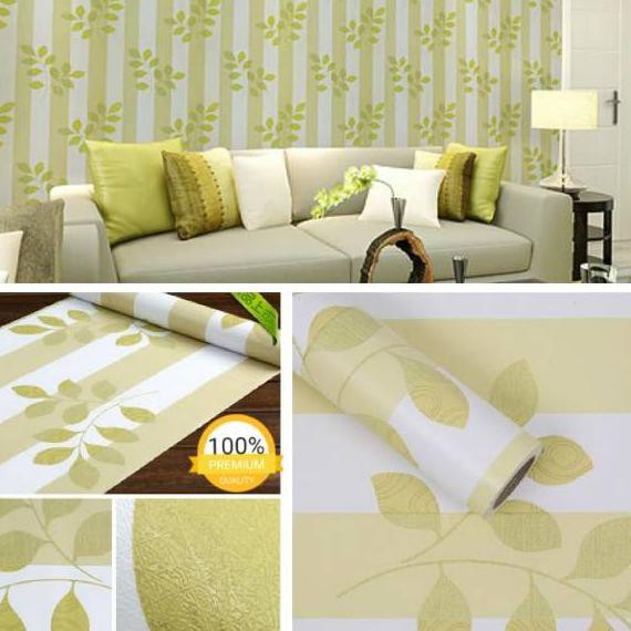 BOBI Wallpaper Dinding - Wallpaper Sticker Garis Daun 5110 - Wallpaper Sticker PVC ± 9m x 45cm