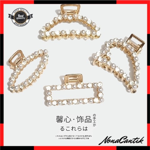 Jepit Jepitan Jedai Japit Rambut Korea Salon JUMBO Mutiara Permata Elegan Bahan Logam Alloy Hair Claw Clips