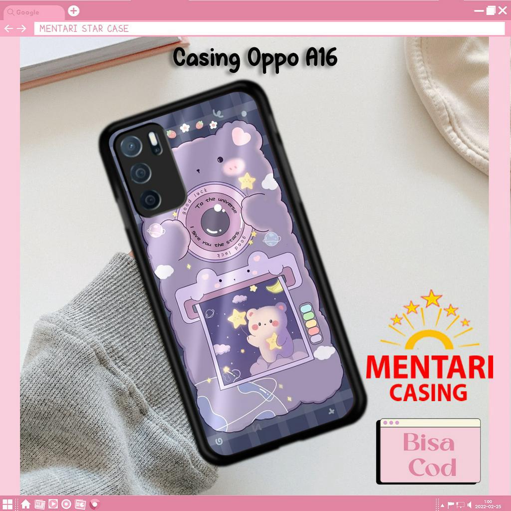 Mentari Casing Hp OPPO A16 Case OPPO A16 Motif CUTEBEAR07 Hardcase Softcase Estetik Premium Glossy P